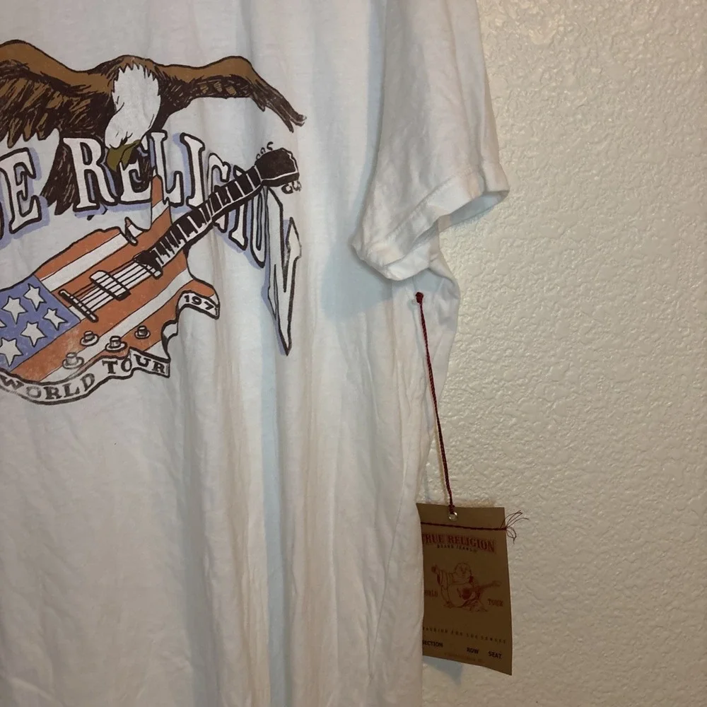 True Religion T Shirt Guitar Bald‎ Eagle World Tour 1971 Rock & Roll Festival XL